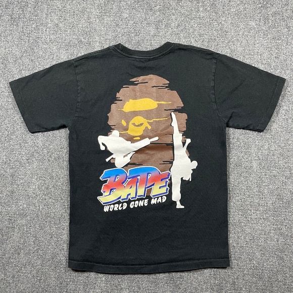 A Bathing Ape Japan Culture Karate Tee Single Stitch Faded Black Size Small 0680 - Picture 1 of 11